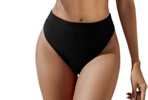 Women High Waisted Bikini Bottoms High Cut Swim Bottom Full Coverage Swimsuit - Picture 1 of 4
