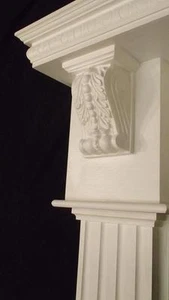 Fireplace Mantel Surround Wood Gas Fireplaces White Primed 48 x42 Corbel Mantels - Picture 1 of 12