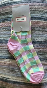 Hunter Original - Candy Floss Gingham Sheet Knitted Socks Size S Small M Medium - Picture 1 of 2
