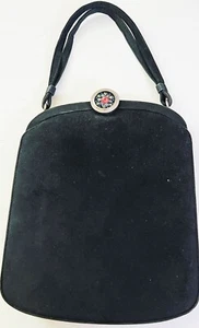 Bienen-Davis Vintage Black Suede Handbag  EUC  ZZ134 - Picture 1 of 8