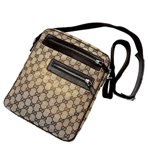 GUCCI Crossbody Bag GG Canvas Brown Leather Shoulder Purse Authentic From Japan - Picture 1 of 24