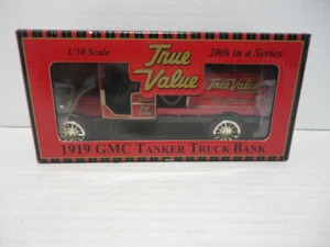 1/30 ERTL True Value 1919 GMC Tanker Truck Coin Bank Red 19910P Vintage Ser 20th - Picture 1 of 10