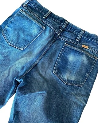 Rustler Jeans Size 34x34 Yellow Tab Distressed Wallet Pocket Vintage 80s USA - Image 1 of 4