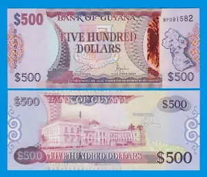 2024! Guyana 500 Dólares P Nuevo 2024 Nueva Característica de Seguridad Nuevo Holograma Raya UNC - Imagen 1 de 1