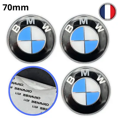 4x Logo Autocollants Aluminium époxy BMW 70mm Centre De Roue Cache Moyeu Jante • 13.99€