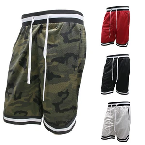 MEN'S *PREMIUM MESH BASKETBALL SHORTS W/ STRIPE BOTTOM S-5XL *4 COLORS - Picture 1 of 13