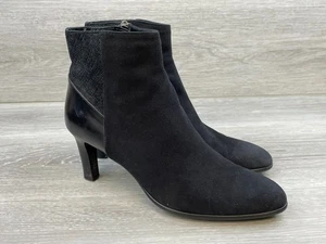 Aquatalia Deidra Women's 8 Black Bootie Italian Leather Boot Ankle Boho Western - Picture 1 of 10