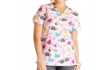 Blusa Médica FRIENDS Talla PEQUEÑA Programa de TV Nueva con Etiquetas Retro Joey Phoebe Foto 1 de 2