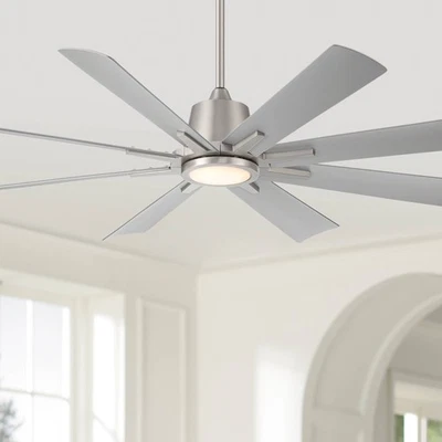54" Casa Vieja Inspirit Brushed Steel Damp LED Remote Ceiling Fan - Image 1 of 4