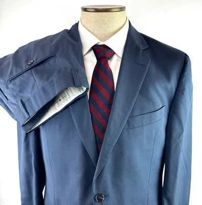 Joseph Abboud Mens 42R Slim Marzotto Super 120s Wool Suit Blue 34x32 Two Piece - Image 1 of 4