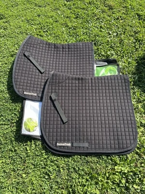 New Pack Of 2 Back On Track Theraputic Dressage Black Saddle Pads 22” X 21” - Image 1 of 4