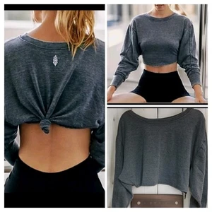 Free People Movement S Zuma kurz geschnittenes anthrazit gewaschenes schwarzes Sweatshirt neu mit Etikett 58 $ - Bild 1 von 6