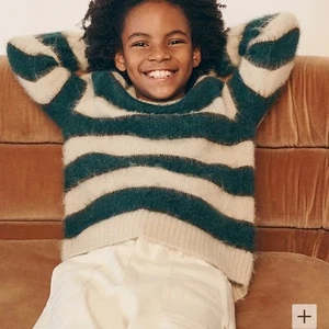 J.Crew Kids' textured crewneck sweater in stripe 6-7 - Picture 1 of 4