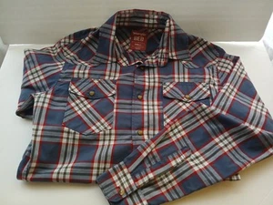 Wrangler rot blau kariert Langarm Perlen Druckknopf Western Hemd Herren Small - Bild 1 von 4