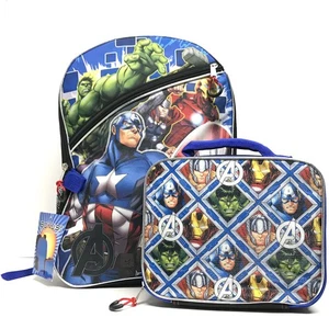 Zaino Marvel Avengers Ragazzi con Porta Pranzo Staccabile per Bambini, 16x12x4,5” | Nuovo con etichette - Foto 1 di 8