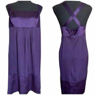 ANTONIO MELANI ☆ "Monna" Vestido de cóctel espalda cruzada de seda ☆ Talla 12 ☆ Nuevo con etiquetas $169 Foto 1 de 4