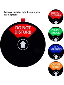 Please Knock Out of Office Do Not Disturb Meeting in Progress Door Hanger Sign - Picture 1 of 8