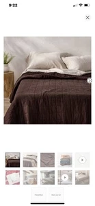 Full/Queen Heavyweight Rayon Linen Blend Quilt Dark Fig Casaluna 90” X  94” EUC - Picture 1 of 3