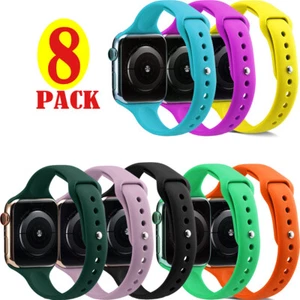 8PCS Slim Silicone Band Replacement Watch Strap For Apple Watch Series 7 6 5 4 3 - Picture 1 of 20