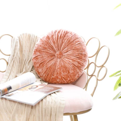 Almohada de calabaza de terciopelo redonda de 40 cm color liso cojín diamante de lujo decoración del hogar Foto 1 de 4