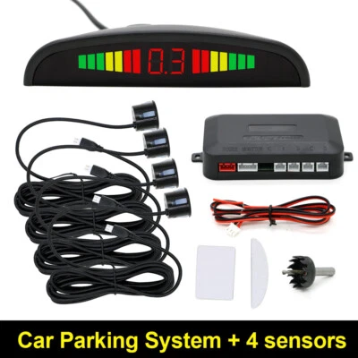 4 Parking Sensors LED Car Auto Backup Reverse Rear Radar System Alert Alarm Kit - Image 1 of 4
