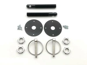 Hood Pin Kit Latch Bonnet Flip-Over Style Universal GM Chevy Ford Mopar Black - Picture 1 of 1