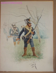 GRAND DESSIN AQUARELLÉ INFANTERIE LEGERE - PREMIER EMPIRE - LUCIEN ROUSSELOT #2 - Picture 1 of 3