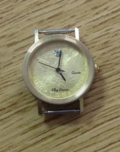Vintage Women's Oleg Cassini Gold Tone Faux Ten Dollar Coin Watch Only - Picture 1 of 5