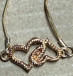 Vintage Rose Gold Tone Interlocking Hearts Adjustabel Bracelet - Picture 1 of 3