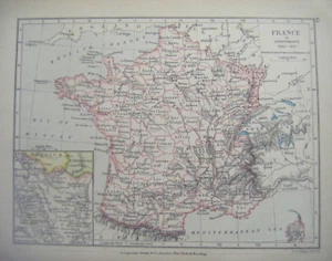 Mapa antiguo original de Francia de 1899 en departamentos 1860 - 1871 - Imagen 1 de 3