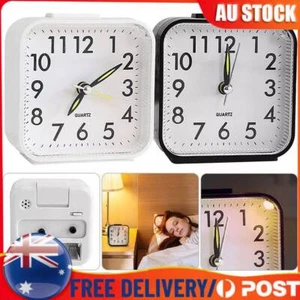 Quartz Alarm Clock With Night Light No Tick Snooze Silent Small Bedside Clock AU - Picture 1 of 19