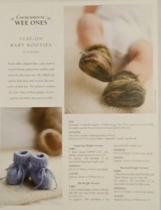 Churchmouse Wee Ones Stay on Baby Booties pattern in 3 gauges newborn-6mth Knit - Picture 1 of 4