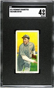 1909-11 T206 Rube Geyer St. Louis NL Piedmont 350-460/25 SGC 4 VG-EX Nice Card!