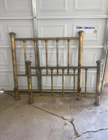 Antique Heavy Brass Bed Headboard and Footboard & Rails Full Size Cover