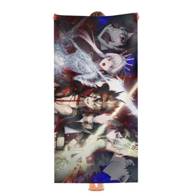 Black Clover Beach Towel 30"x60" Quick Drying Microfiber Gift for Girls Boys - Image 1 of 4