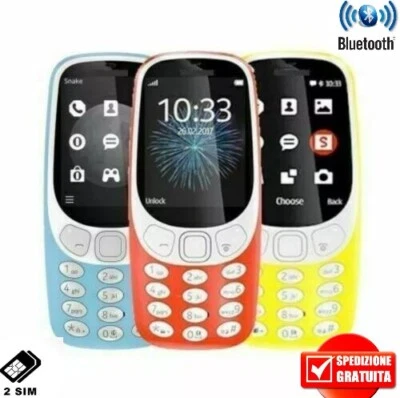 Telefono Mini cellulare 3310 Dual SIM GSM 2.4'' Con Fotocamera 2MP SD Card - Immagine 1 di 4