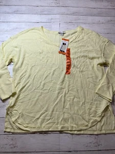 New Vintage America Women Wax Yellow Long Sleeve V Neck Tunic Blouse Top Sz. XXL - Picture 1 of 9
