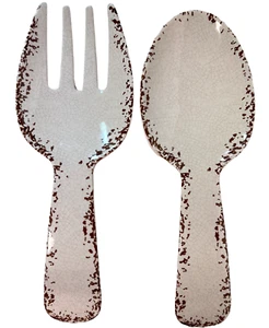 Tommy Bahama Melamine Utensil Set Rustic Cream Salad Serving Fork Spoon Utensils - Picture 1 of 12