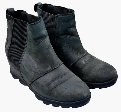 Botines SOREL Joan of Arctic Wedge II sin cordones al tobillo cuero negro talla 8 NL3022 Foto 1 de 4