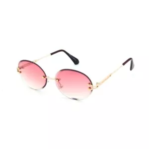 Rimless Oval Sunglasses Pink Gradient Lens Gold Frame Fashion Eyewear Lentes New - Picture 1 of 1