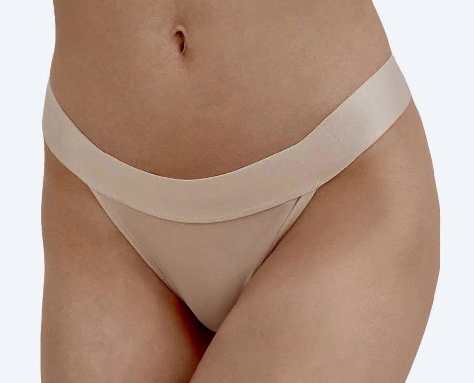 DKNY Sheers 宽腰带羊绒裸色丁字裤内裤新款女式 XL 8 码 — 第 1/4 张图片