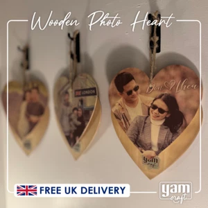 Personalised Large Wooden Photo Heart Gift, Custom Photo on Wood, Keepsake Gift - Picture 1 of 20