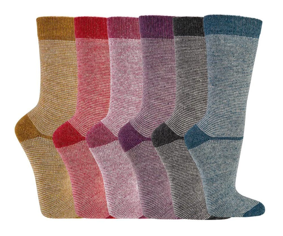 2 Paar Socken mit Merino und Alpaka Wolle für Damen und Herren Ringel bunt - Bild 1 von 4