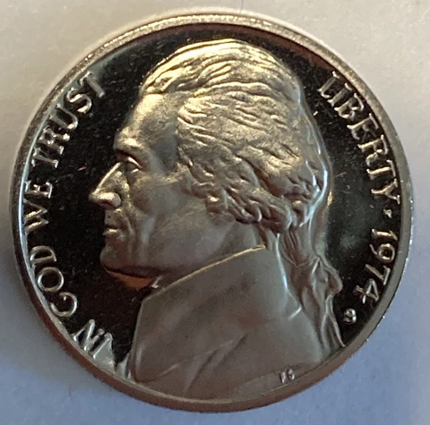 GEM PROOF 1974-S JEFFERSON NICKEL San Francisco Mint USA 5c Quantity Discount Cover