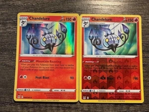 CHANDELURE 026/196 RARE HOLO + CHANDELURE 026/196 RARE REV.HOLO LP-NM SWORD & SH - Picture 1 of 4