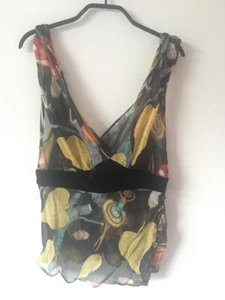 Tsumori Chisato Women's Sleeveless Camisole Top Multicolor Velour Button Ladies - Picture 1 of 4