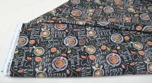 Michael Miller quilt-craft fabric PUMPKIN SPICE black 2 yds (ddc-11736)PieSeason - Picture 1 of 1