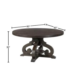 Unbranded Dining Table 60" L X 30" H, Wood Frame Stanford Round Smokey Walnut - Picture 1 of 6