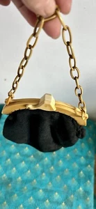 Victorian C1900 schwarz Vintage Abendtasche Zelluloid Kette Griff Rahmen & Verschluss - Bild 1 von 12