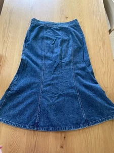 Christopher & Banks Denim Skirt SIZE 8 Long Maxi Modest  Dark Wash Blue Jean - Picture 1 of 4